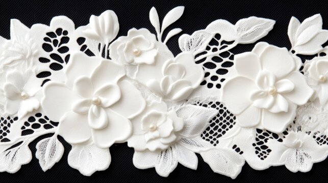 Refined monochrome lacework with detailed filigree and floral motifs, embodying sophistication and style, perfect for luxury invitations