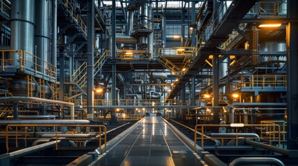 Fototapeta premium Industrial Complex: A Glimpse into the Heart of Manufacturing