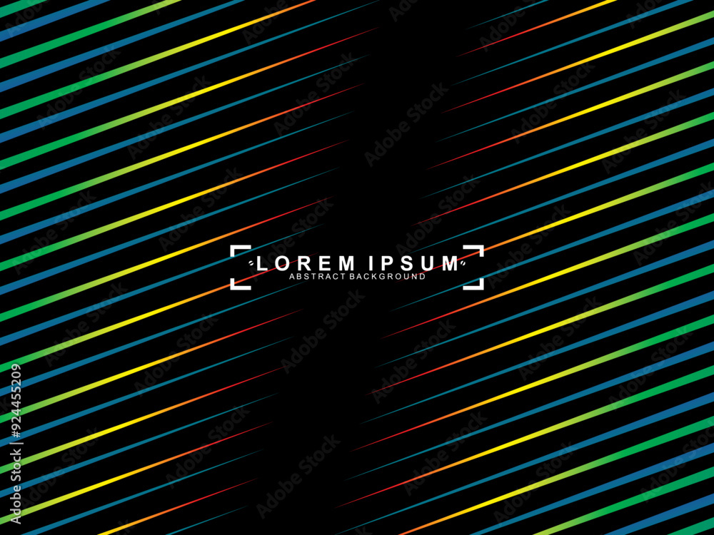 Fototapete futuristic abstract technology shining rainbow light lines with modern lines pattern black backgroun