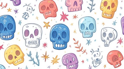 Cute hand drawn cartoon illustration with a pure white background and colorful line drawing, suitable for children's materials and X-ray visual effects.