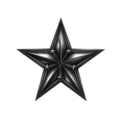 Fototapeta premium A captivating black star sculpture with sharp edges and glossy finish, iconic of modern design, evokes feelings of aspiration and achievement in a simplistic backdrop.