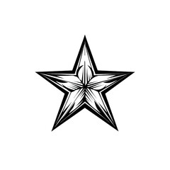 Obraz premium An elegant illustration of a star, showcasing intricate details and sharp lines, set against a solid black background that adds depth and contrast to its design.