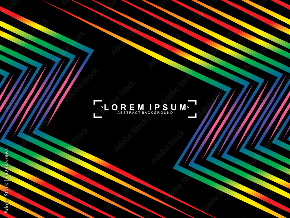 Fototapete futuristic abstract technology shining rainbow light lines with modern lines pattern black backgroun