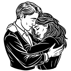 Romantic Couple Hug - Love Illustration transparent