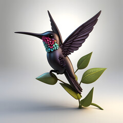 Obraz premium 3d Illustration of a Cute single bird logo on a white background,3d blue bird,illustration of a bird