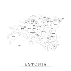 Administrative regions of ESTONIA. Province, state, division name with white map with black outline. Vector illustration	