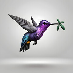 Obraz premium 3d Illustration of a Cute single bird logo on a white background,3d blue bird,illustration of a bird