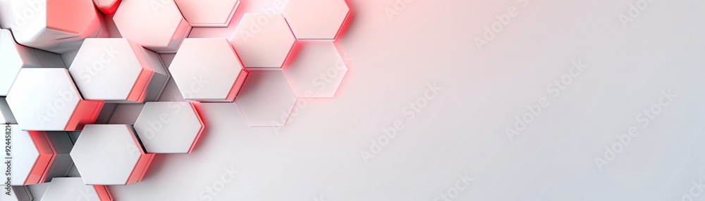 Poster a dynamic 3d hexagon background with a gradient effect, transitioning from dark to light, and a clea