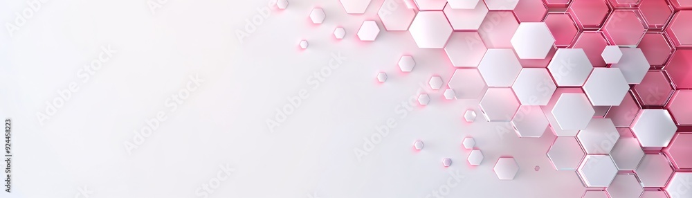 Poster a dynamic 3d hexagon background with a gradient effect, transitioning from dark to light, and a clea