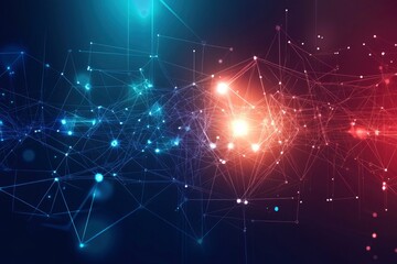 Obraz premium Technology background, Abstract line network with generative ai