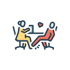 Color illustration icon for flirt