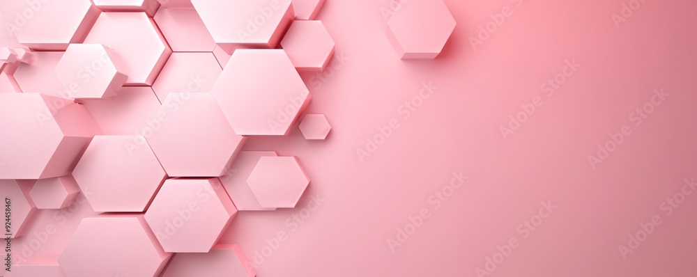 Poster a minimalistic 3d hexagon background with a soft gradient and a central copyspace area for text or d
