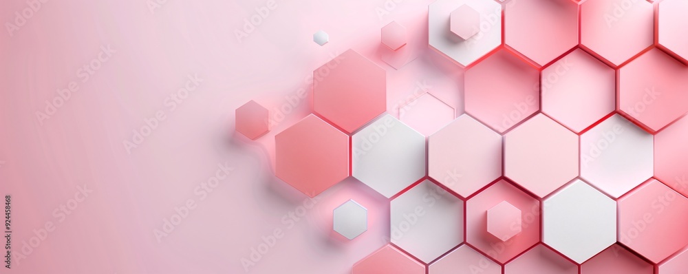 Poster a minimalistic 3d hexagon background with a soft gradient and a central copyspace area for text or d