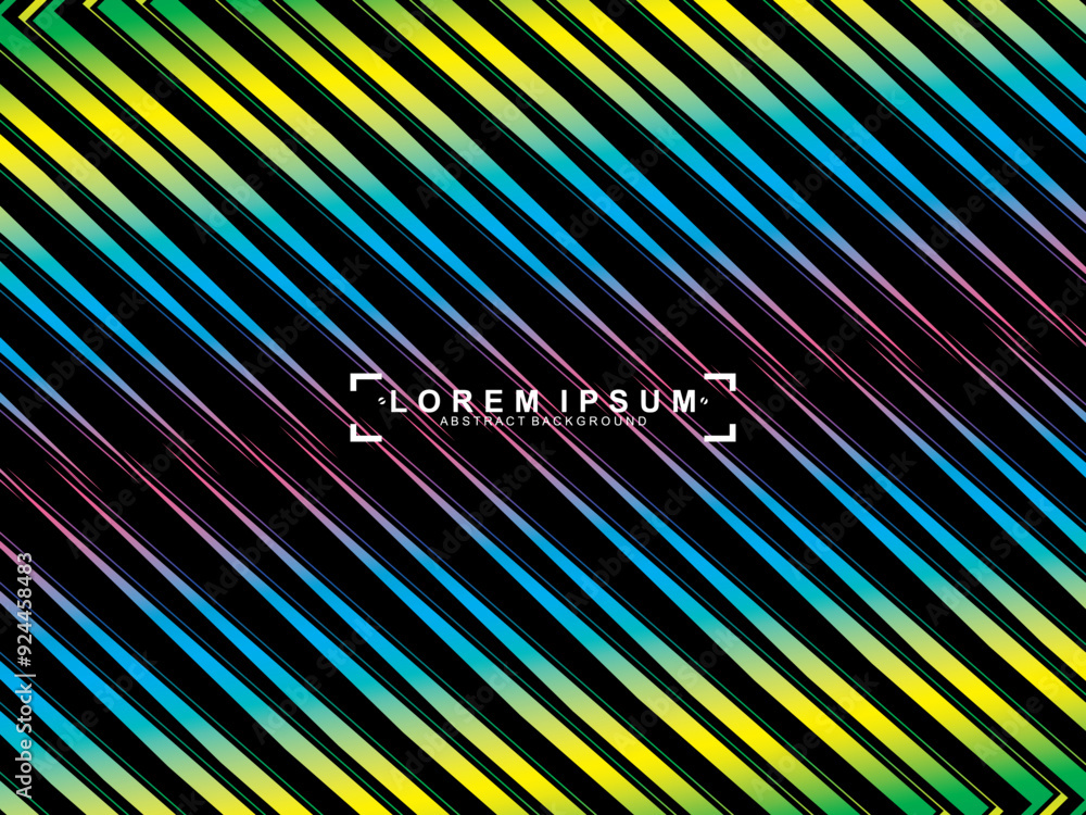 Fototapete futuristic abstract technology shining rainbow light lines with modern lines pattern black backgroun