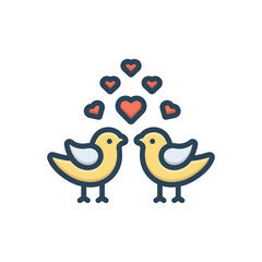 Color illustration icon for lovebirds