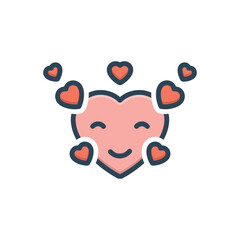 Color illustration icon for love emoji 