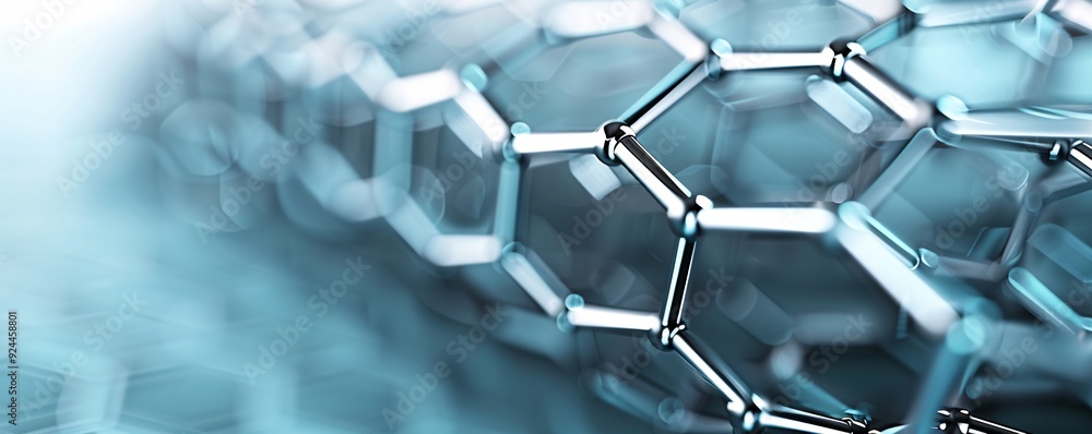 Poster a futuristic 3d background with metallic hexagons creating a honeycomb structure, providing ample co