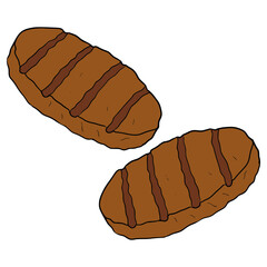 beef patties illustration hand drawn isolated vector