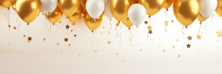 Golden Star Balloons on a Light Background: A Celebration of Festive Joy and AI-Generated Artistic Elegance for Modern Decor and Digital Wallpapers.