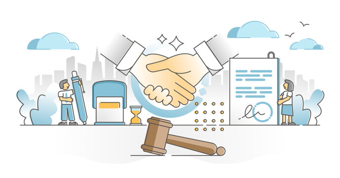 handshake agreement legal contract signing illustration clip art preview