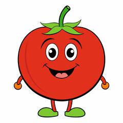 Tomato isolated on white, tomato vector illustration, fish vector art, tomato silhouette, food vector icon, tomato line art, eps