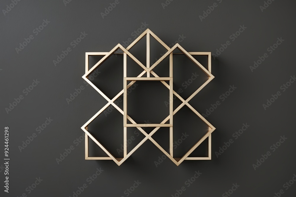 Poster 3d interconnected geometric patterns on charcoal background