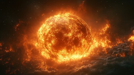 Obraz premium A Fiery Planet in a Starry Sky