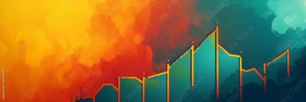Poster a vibrantly colored artistic representation of a graph with dynamic lines, symbolizing analysis and 