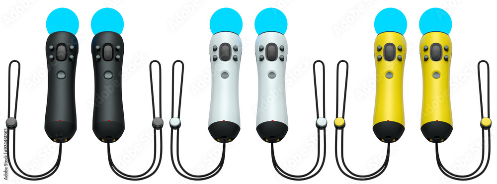 Poster virtual reality controllers for online and cloud gaming isolated on white background with clipping p