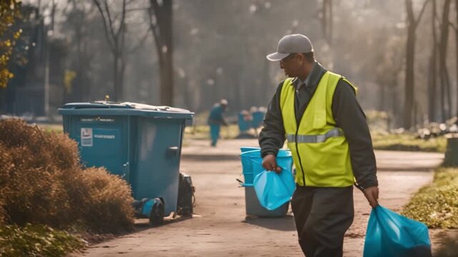janitor cleaning up rubbish