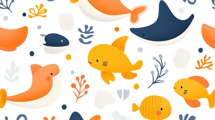 Whimsical sea creatures in a playful design