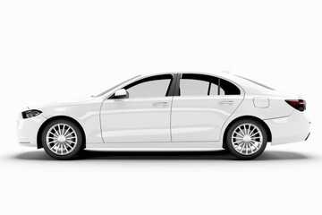 A single white car sitting on a pure white background, ideal for use in minimalist designs or as a neutral base