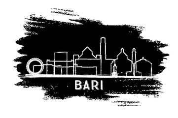 Bari Italy City Skyline Silhouette. Hand Drawn Sketch. Business Travel and Tourism Concept with Modern Architecture. Bari Cityscape with Landmarks.