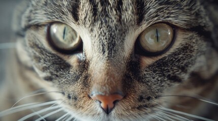 A close-up photo of a cat's face with a blurred background