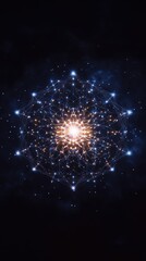 A symmetrical graph features a balanced network with axis lines radiating from the center.