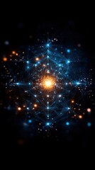 Naklejka premium A symmetrical graph features a balanced network with axis lines radiating from the center.