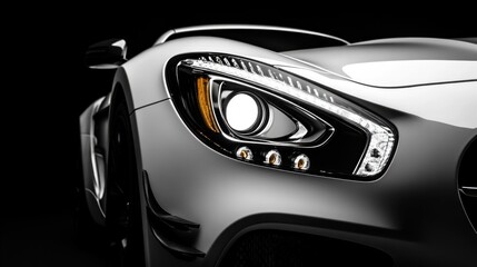 Close-up of a Luxury Sports Car Headlight