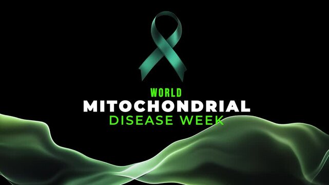 World Mitochondrial disease week. green color ribbon wave motion.