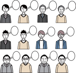 考える男性　アイコンイラストセット