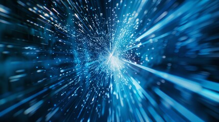 Blue digital cyberspace and digital data network connection concept. High speed internet digital data transfer. Future technology digital abstract background concept.