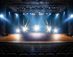 Un gran escenario lleno de luces, listo para el espectáculo