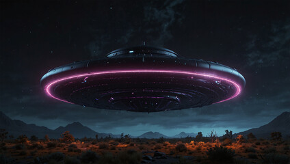 Obraz premium Image of a UFO landing on earth, AI generated 10