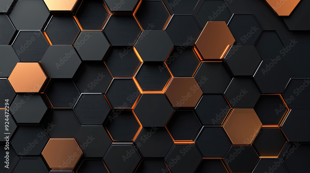 Aufkleber modern technology, science or business concept. abstract black background with hexagon pattern. geom