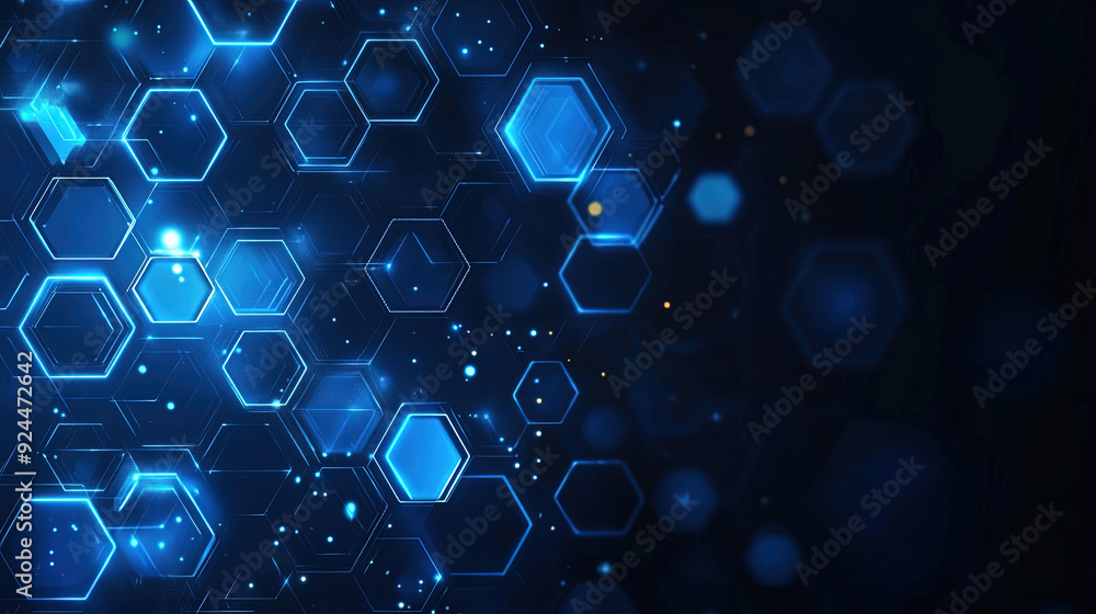 Poster abstract purple and blue background with a hexagon pattern for technology. abstract futuristic geome