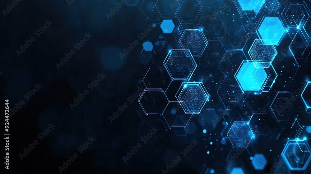 Poster abstract purple and blue background with a hexagon pattern for technology. abstract futuristic geome