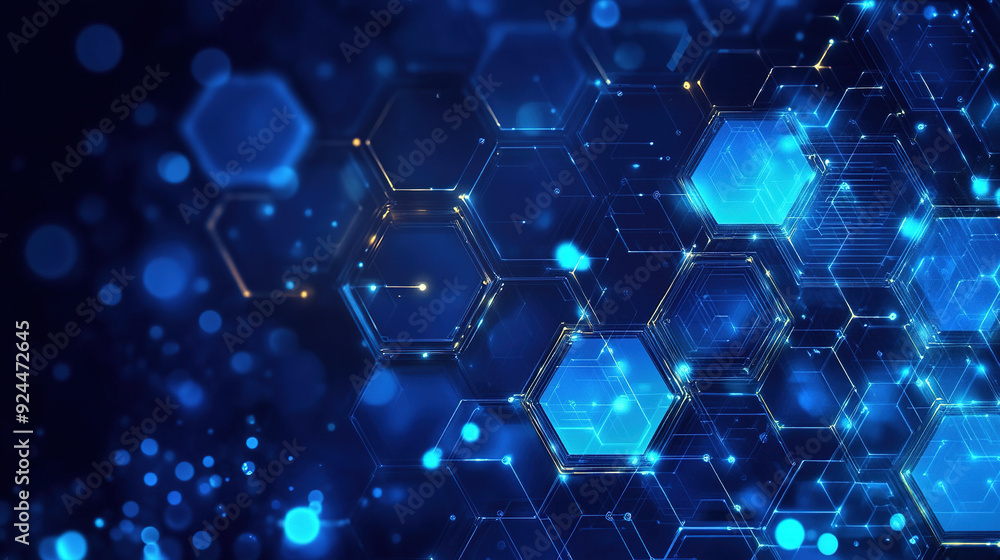 Poster abstract purple and blue background with a hexagon pattern for technology. abstract futuristic geome