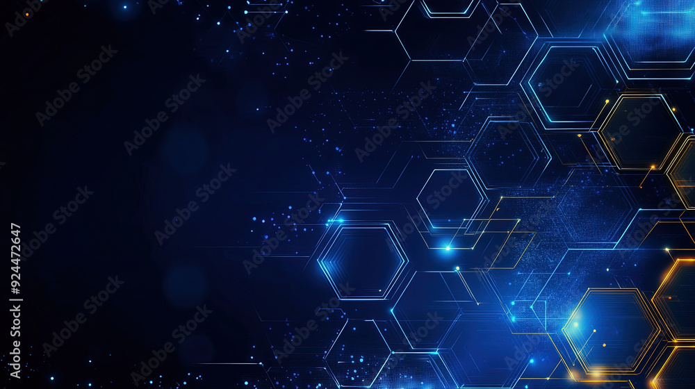 Poster abstract purple and blue background with a hexagon pattern for technology. abstract futuristic geome