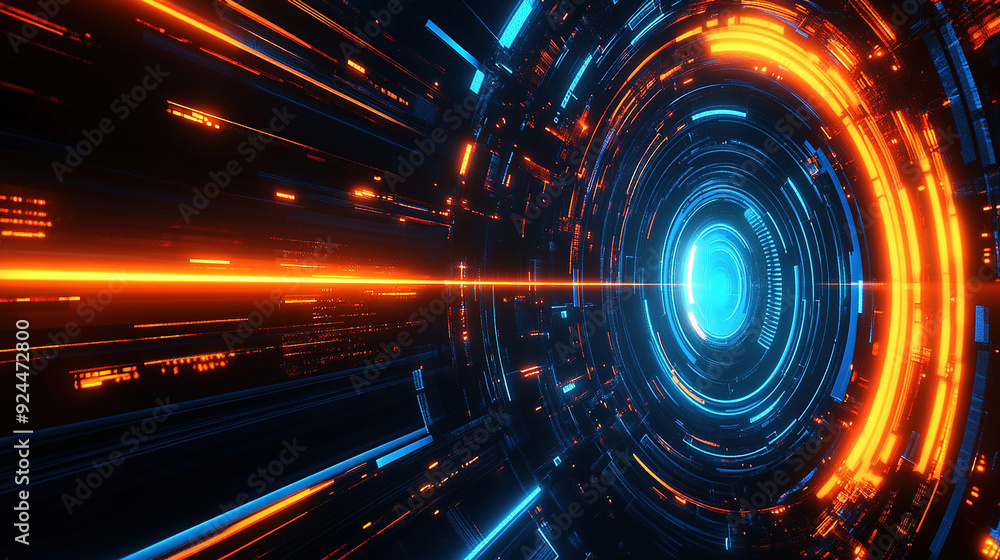 Poster abstract futuristic background with digital technology elements and circles. digital network connect