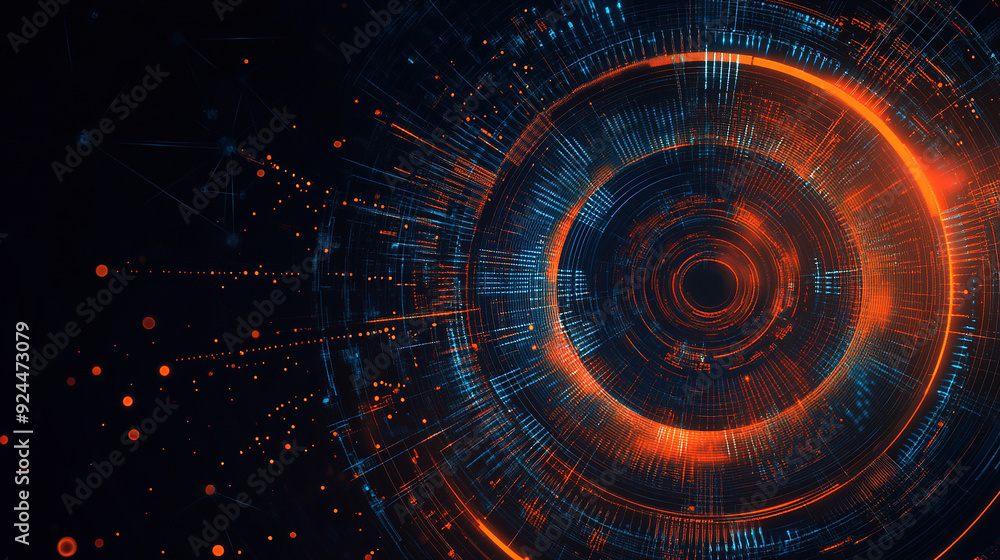Poster abstract futuristic background with digital technology elements and circles. digital network connect