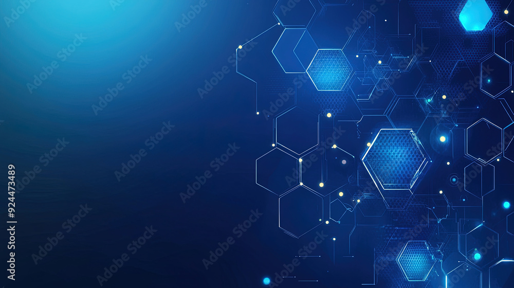 Poster abstract purple and blue background with a hexagon pattern for technology. abstract futuristic geome